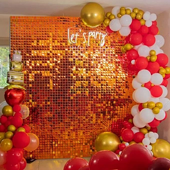 Sequin Backdrop Premium Clear Back Black Lentejuelas Mirror 7*7ft Package Wedding Birthday Party Events Gold Shimmer Wall Panel