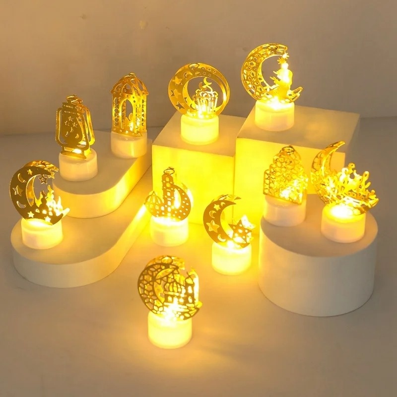 Muslim Ramadan Kareem Decoration 2024 Candle Led Lights Eid Mubarak for Home Eid Al-Fitr Aid Moubarak Decor Party Supplies