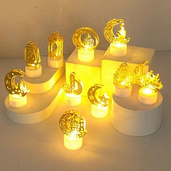 Muslim Ramadan Kareem Decoration 2024 Candle Led Lights Eid Mubarak for Home Eid Al-Fitr Aid Moubarak Decor Party Supplies