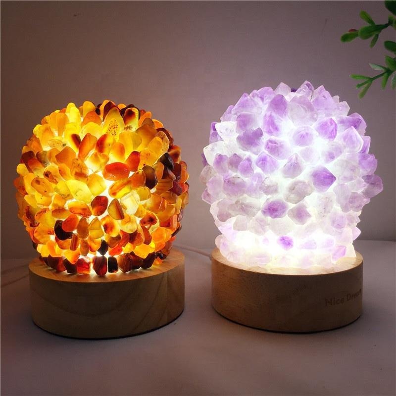 High Quality Table Led Glass Touch Touching Control Floor Lampe Light Reading Night Stone Natural Luxury Bed Side Crystal Lamp