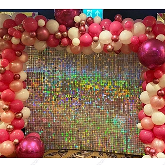 Decoration Square Round 4d Panel Party Backdrop Custom Logo Premium Clear Back Navy Blue Outdoor Gold Sequin Shimmer Wall