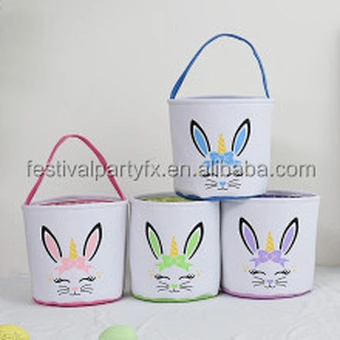 Bag Bunny Egg Candy Canvas Decoration Toys Sublimation Seersucker Wholesale Cow Stuffer Liner Plush Custom 2023 Easter Basket