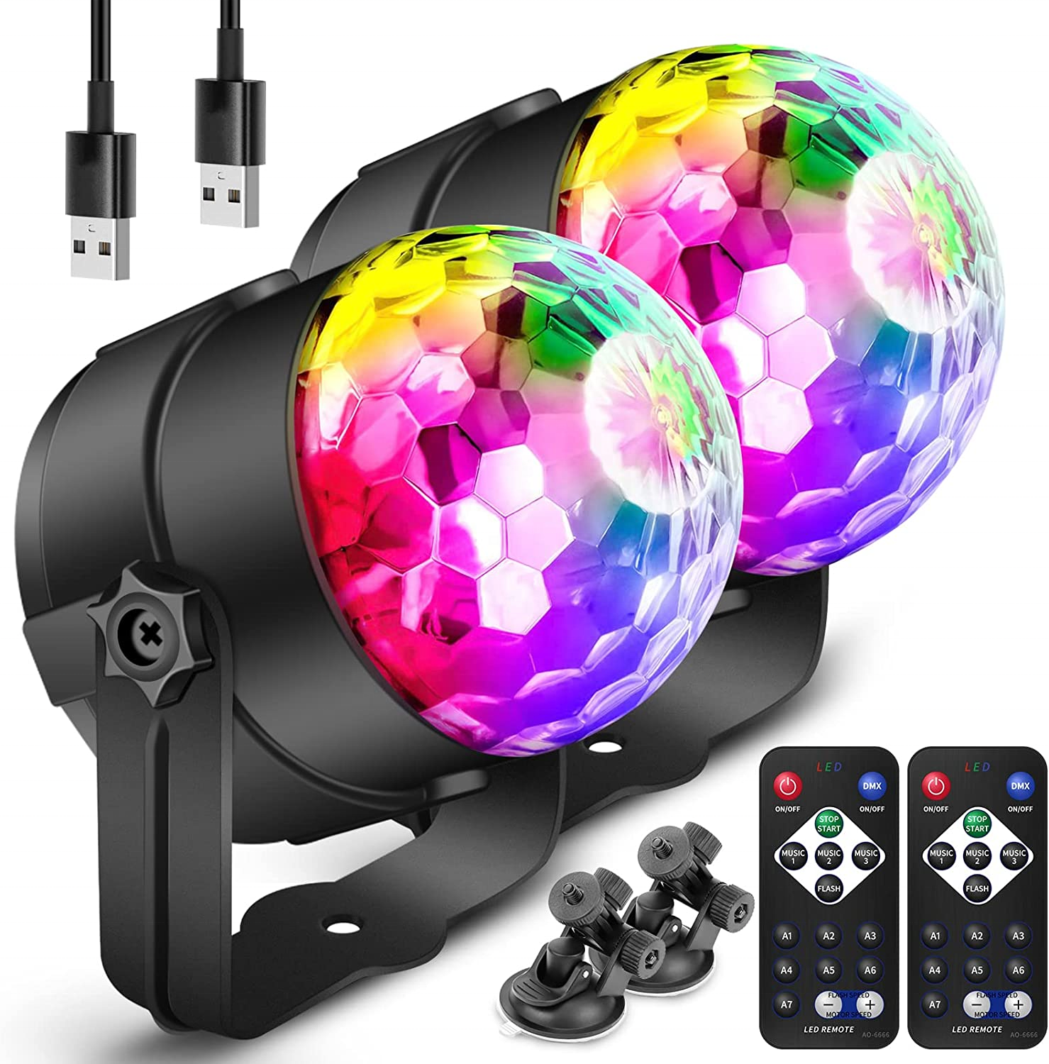 Sound Activated Rotating Disco Ball Dj Party Led Rgb Magic Bola Stage Effect Projector Light With Plug For Wedding Room Party