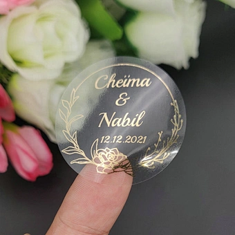 Real Shiny Gold Foil Customized Your Names and Date Wedding Invitations Seals Candy Favors Gift Boxes Label Sticker