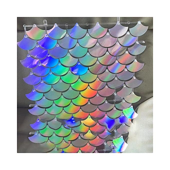 4D Fan-Shaped Shiny Shimmer Sequin Panel Wall Glitter Birthday Party Background Decorations Backdrop For Wedding Event
