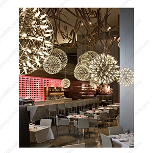 pakistan Modern Firework Chandeliers Lighting Stainless Steel Large Ball Hanging Lamp for Hotel Hall lustre LED Pendant Lights