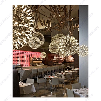 pakistan Modern Firework Chandeliers Lighting Stainless Steel Large Ball Hanging Lamp for Hotel Hall lustre LED Pendant Lights