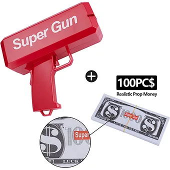 Super Playing Make It Rain Handheld Gundispenser Shooter With 100 Pcs Paper Dollar Bill Play Toy Gold Cash Cannon Money Gun