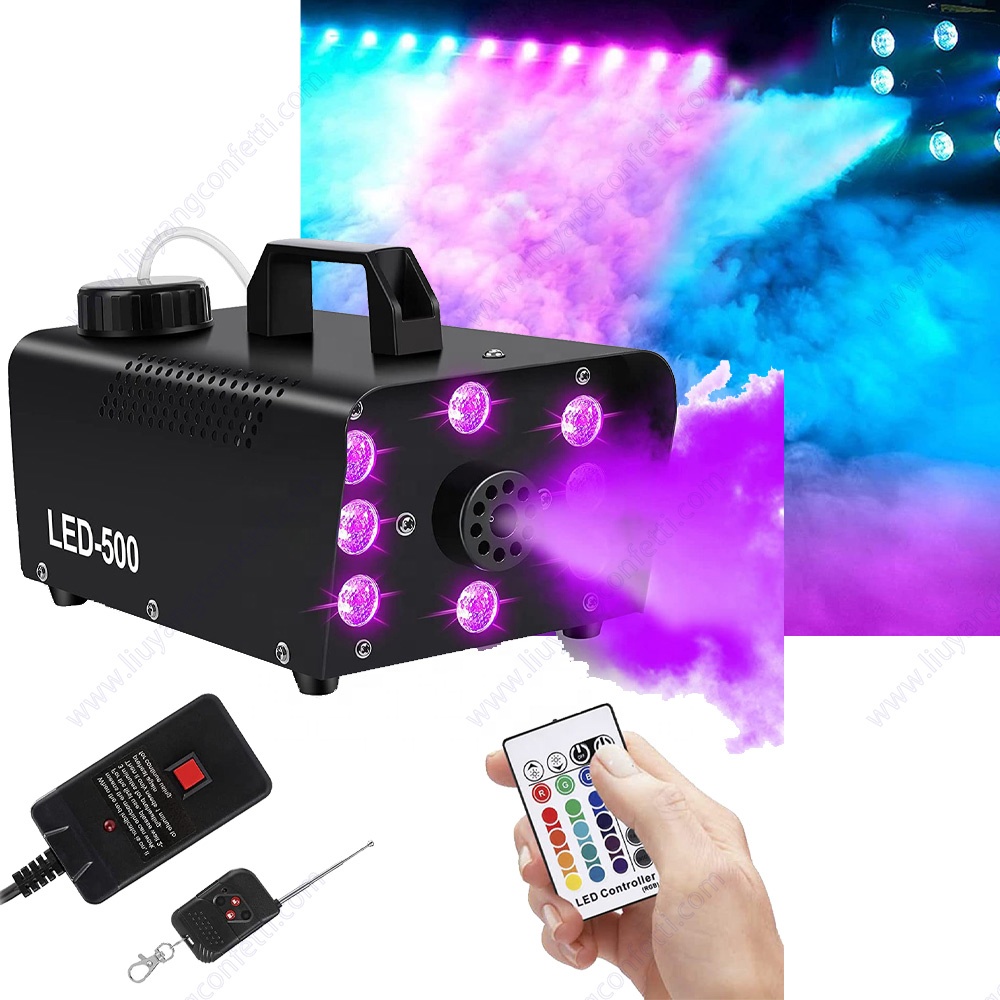 DJ Halloween Fog Machine Professional Stage LED Smoke Machine 12 Colors Strobe Effect for Party Wedding Holiday Christmas - Fans