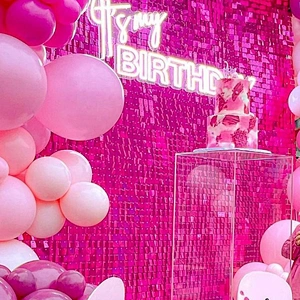Air Active Connector Iridescent Pink Square Glitter Backdrop Wedding Party Live Board Event Sequin Panel Shimmer Wall