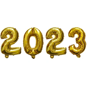 Happy New Year 2023 Numbers Balloons Decoration Numbers 2023 Foil Balloons Merry Christmas Celebration 16inch 32inch