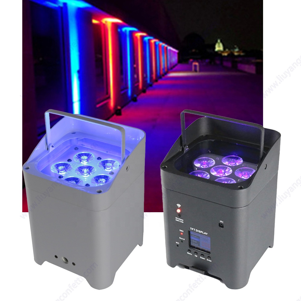 Wireless Control 6*18W RGBWA+UV 6in1 LED Battery Uplight for Wedding party
