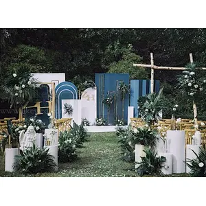 Round Backdrop Base White Acrylic Cylinder Supplies Iron Gold Dessert Table Stand ACRYLIC ROUND  Wedding Party Event Decoration