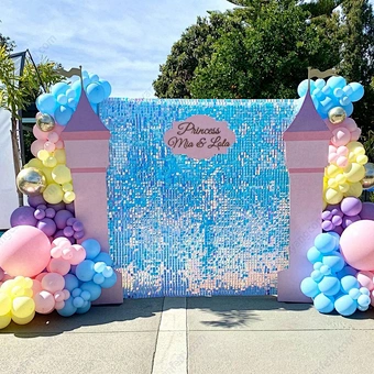 Event Silver Backdrop Iridescent Decorative Backdrop Wedding Birthday Party Decoration Transparent Sequin Shimmer Wall Panel