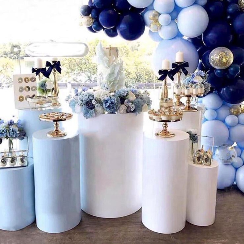 Cake Birthday Wedding Party Event Decoration Round Backdrop Base White Acrylic Cylinder Supplies Iron Gold Dessert Table Stand
