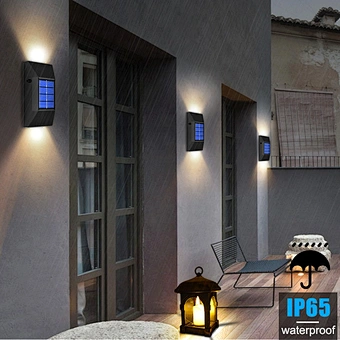 Outdoor Super Bright Ip65 Waterproof Household Garden Yard Decoration Lighting Up Down Luminous 6 Led Solar Wall Lamp Light