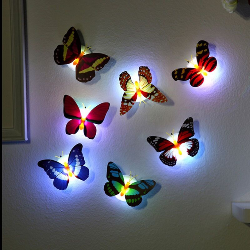 Pasteable Lamp Luminous Decorative Home Decoration Wholesale Beautiful Decal Wall Sticker Lighting Led 3d Butterfly Led Light