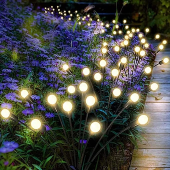 Outdoor Solar Pathway Light Waterproof 6/8/10 heads led Powered Swaying Firefly Lamp Starburst Solar Firefly Garden Light