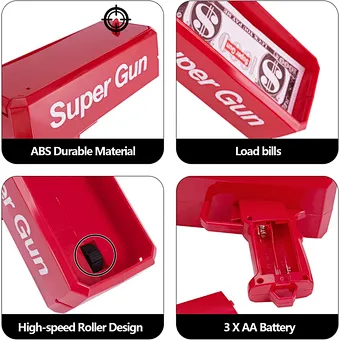 Super Playing Make It Rain Handheld Gundispenser Shooter With 100 Pcs Paper Dollar Bill Play Toy Gold Cash Cannon Money Gun