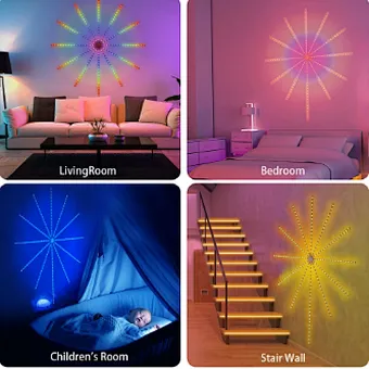 RGB color changes digital meteor shower rgbic fireworks wreath lights used for festive wedding decoration LED strip lights