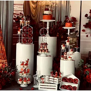 5pcs Cake Candy Dessert Cylinder Plinth Wedding Party Event Stage Decoration Round Column Flower Stand Road Guide Birthday Roman