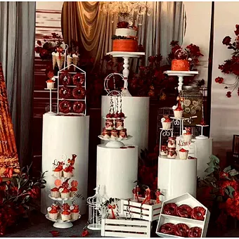 5pcs Cake Candy Dessert Cylinder Plinth Wedding Party Event Stage Decoration Round Column Flower Stand Road Guide Birthday Roman