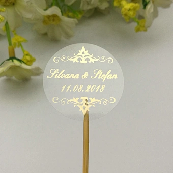 Real Shiny Gold Foil Customized Your Names and Date Wedding Invitations Seals Candy Favors Gift Boxes Label Sticker
