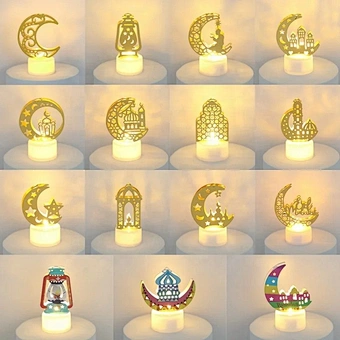Muslim Ramadan Kareem Decoration 2024 Candle Led Lights Eid Mubarak for Home Eid Al-Fitr Aid Moubarak Decor Party Supplies