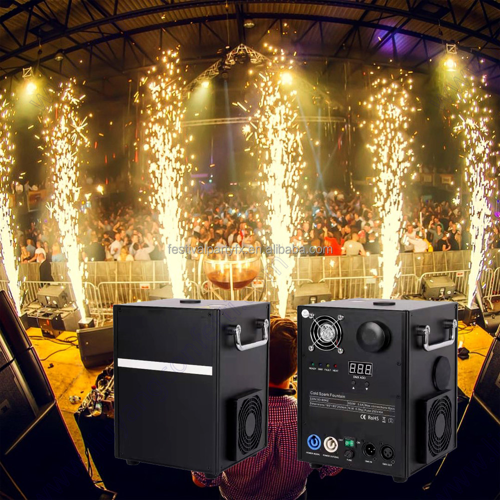 750w Rotating Mini Firework Stage Titanium Powder 650w Dj Events Dmx Cold Spark Machines For Dancing With Remote Controller