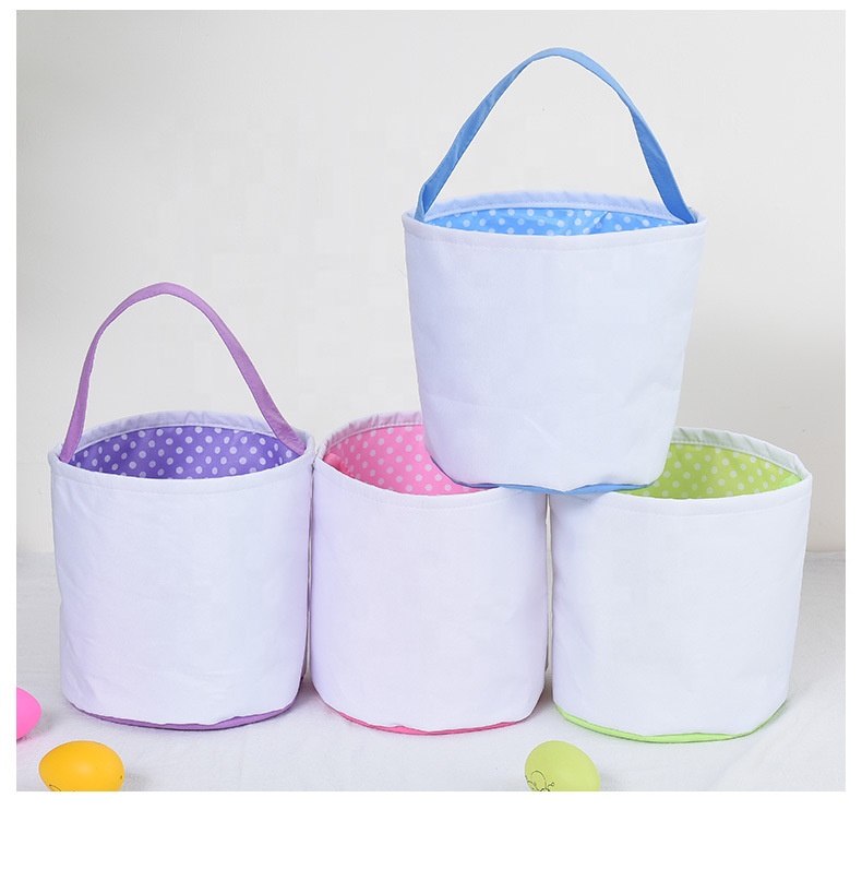 Bag Bunny Egg Candy Canvas Decoration Toys Sublimation Seersucker Wholesale Cow Stuffer Liner Plush Custom 2023 Easter Basket