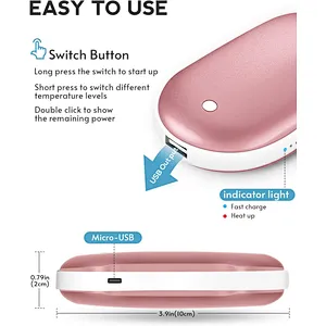 Mini Portable High Quality Usb Rechargeable Hand Warmer Reusable Electric Handwarmer With Mobile Power Bank