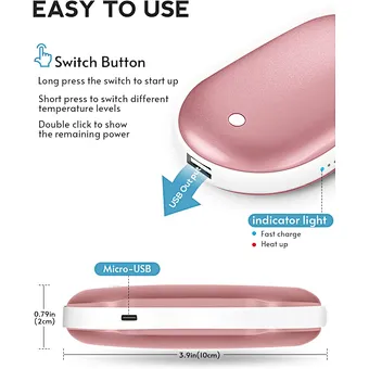 Mini Portable High Quality Usb Rechargeable Hand Warmer Reusable Electric Handwarmer With Mobile Power Bank