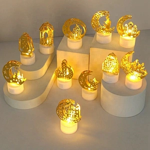 Muslim Ramadan Kareem Decoration 2024 Candle Led Lights Eid Mubarak for Home Eid Al-Fitr Aid Moubarak Decor Party Supplies