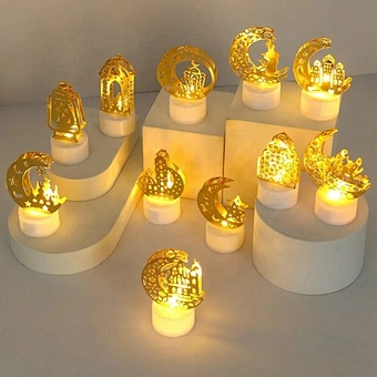 Muslim Ramadan Kareem Decoration 2024 Candle Led Lights Eid Mubarak for Home Eid Al-Fitr Aid Moubarak Decor Party Supplies
