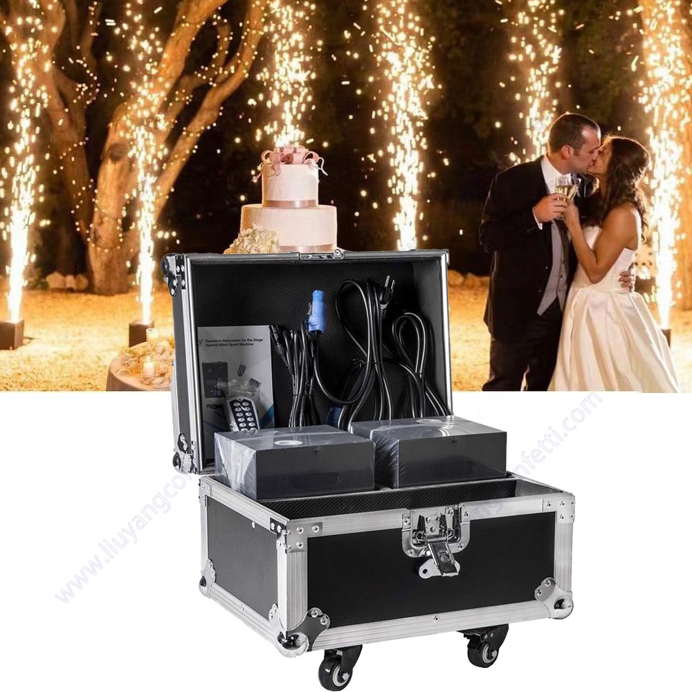 No Card Indoor Firework Wireless Remote Control Electric Sparkler 2pc 600w Electronic Pyro Fire Works Wedding Cold Spark Machine