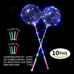 Light Up Wholesale With Stick Ballon Flashing  Air Helium 18 Inch Led String Round Bobo For Wedding Party Balloon