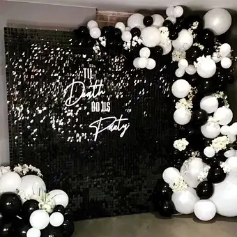 Amazing Decoration Air Moving Prop Stunning Iridescent Wedding Mirror Rose Gold Backdrop 3d Disco Shimmer Sequin Wall Panel