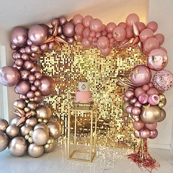 Mirror De Lentejuelas Backdrop Gold Iridescent Decorative Pink 4d Clear Shimmer Sequin Wall Panel Wedding Decoration
