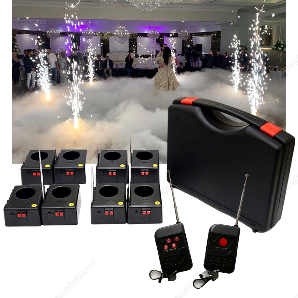 Dj Sparkler Wireless Remote Control Concert Equipment Spark Fountain Stage Indoor 8 Cues Wedding Cold Pyro Fireworks Machine