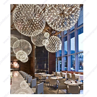pakistan Modern Firework Chandeliers Lighting Stainless Steel Large Ball Hanging Lamp for Hotel Hall lustre LED Pendant Lights