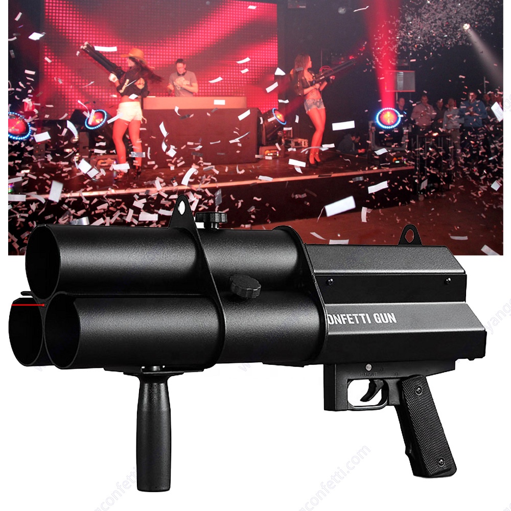 Whole sale Hand hold Electric confetti shooter rechargeable 3 heads shots Confetti Gun Machine with colorful paper for wedding