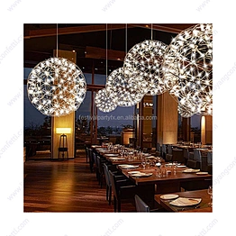 pakistan Modern Firework Chandeliers Lighting Stainless Steel Large Ball Hanging Lamp for Hotel Hall lustre LED Pendant Lights