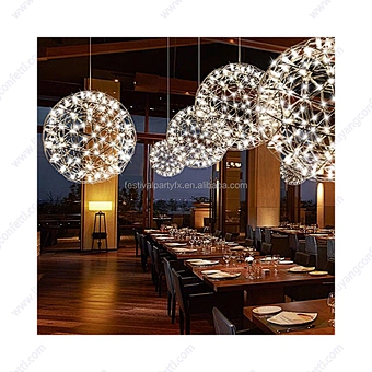 pakistan Modern Firework Chandeliers Lighting Stainless Steel Large Ball Hanging Lamp for Hotel Hall lustre LED Pendant Lights