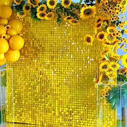 Gold Sparkling Glitter Wedding Holiday Celebrate Decoration Mirror Stunning Yellow Color Backdrop Shimmer Sequin Wall Panel