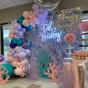 Event Silver Backdrop Iridescent Decorative Backdrop Wedding Birthday Party Decoration Transparent Sequin Shimmer Wall Panel