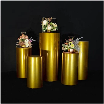 Cake Birthday Wedding Party Event Decoration Round Backdrop Base White Acrylic Cylinder Supplies Iron Gold Dessert Table Stand