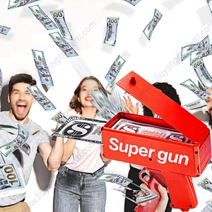 Money Gun Spray Shooter Super Toy Gold Cash Flying Machine Custom Customization Shoot Red Real Dispenser Pink Box Throwing Rain