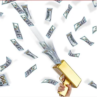 100 PCS Play Money Make It Rain Cash Shooter Spray Money Gun Toy
