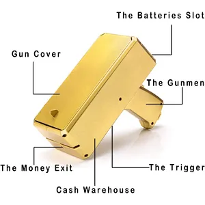 Make It Rain Cash Shooter Plastic Toy Shot Super Party Night Club Golden Custom Logo 2022 Gold Plated Spray Plating Money Gun