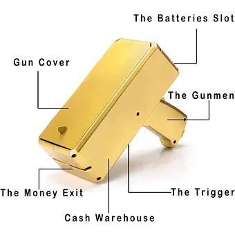Make It Rain Cash Shooter Plastic Toy Shot Super Party Night Club Golden Custom Logo 2022 Gold Plated Spray Plating Money Gun